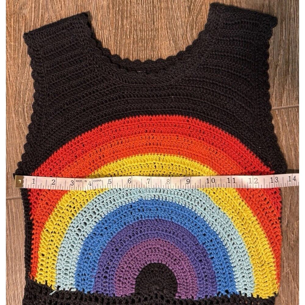 Cool Attitude Rainbow Crochet Dress Swim Coverup Black Size Medium Beach Summer - Picture 7 of 10